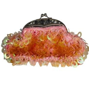 Vintage Havana Pink and Orange Sequin Clutch